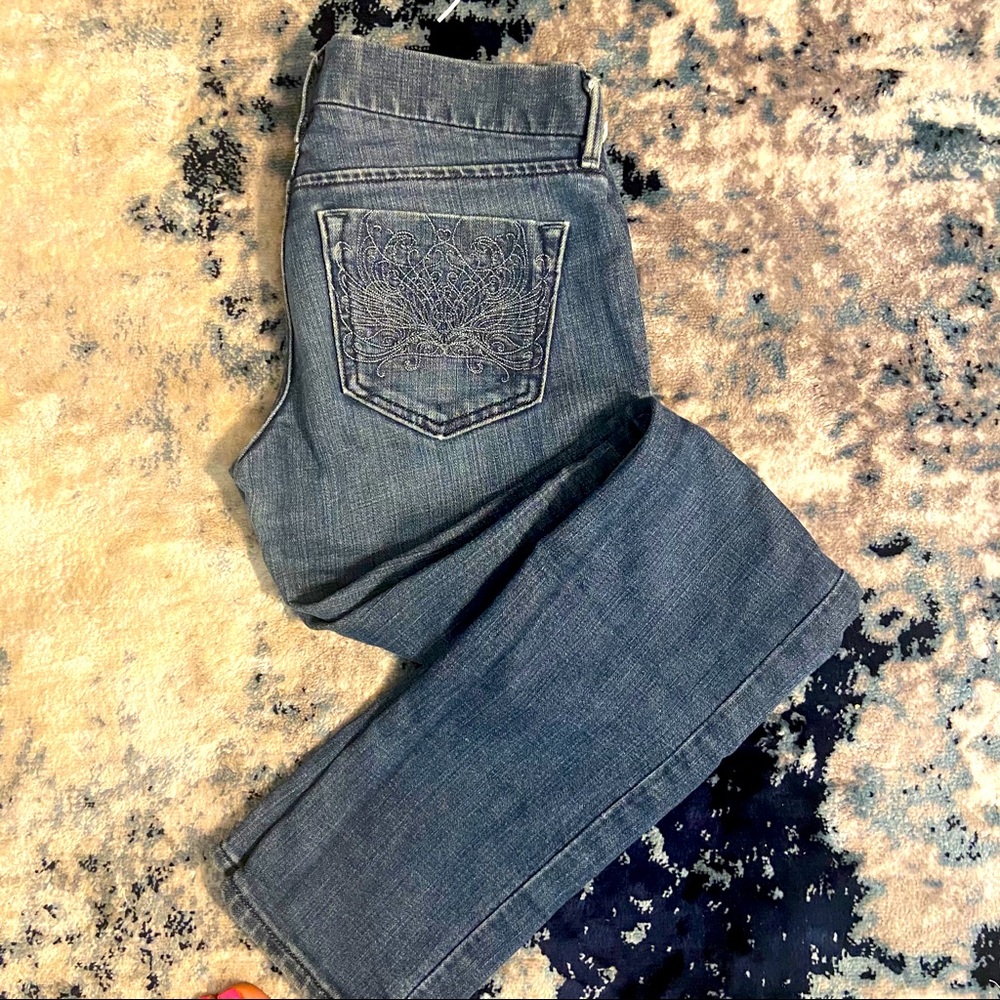 Skinny low rise embroidered jeans
